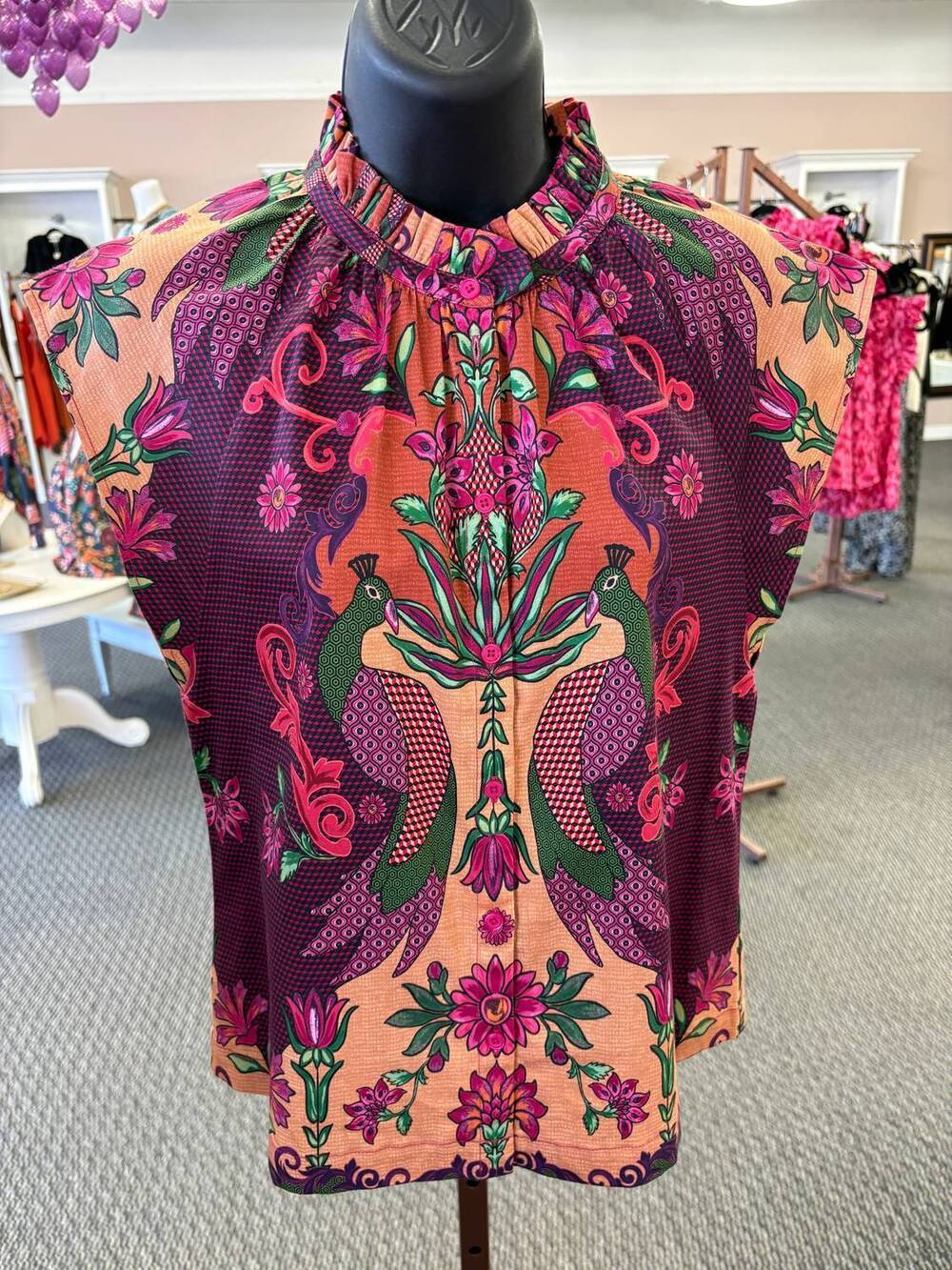 NEW ALDEN ADAIR women's marlowe printed mock neck top in multicolor